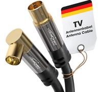 CableDirect - 4K aerial cable, TV cable straight/90° angled connector - TV cable with break-proof metal plugs for digital & analogue TV - 7.5m (straight female to angled male for DVB-C, DVB-T, DVB-S)