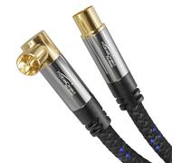 4K aerial cable Nylon braided, TV cable straight/90° angled connector - 2m - break-proof metal plugs for digital & analogue TV (straight female to angled male for DVB-C, DVB-T, DVB-S) - CableDirect
