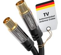 KabelDirekt - 4K TV Aerial Cable, Coaxial Cable - 5m - For Digital & Analogue TV, Metal Connectors - Available in 0.5-20m (Plug to Socket, for DVB-C/DVB-T/DVB-S, black)