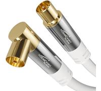 KabelDirekt - 4K TV Aerial Cable, Coaxial Cable, 90° Angled/Straight - 1m - Digital/Analogue - Available in 0.5-20m (Straight Plug/Angled Socket, DVB-C/DVB-T/DVB-S, white)