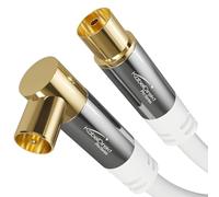 KabelDirekt - 4K TV Aerial Cable, Coaxial Cable, 90° Angled/Straight - 7.5m - Digital/Analogue - Available in 0.5-20m (Straight Socket/Angled Plug, DVB-C/DVB-T/DVB-S, white)