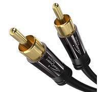 KabelDirekt - 7.5m - RCA/phono subwoofer lead cable, 1 to 1, audio/digital/video (coax cable, male/male cinch plugs, for amps/Hi-Fis, audio signals/composite video, 75 ohm, black)