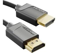 KabelDirekt - 8K/4K HDMI 2.1 cable - 1.5m - thin Ultra-Slim cable, wrapped with FlexMesh braiding (8K@60Hz, 48Gbit/s, latest standard, gaming cable for PC/PS5/Xbox, monitor/TV/projector, black)