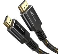 KabelDirekt - 8K/4K HDMI 2.1 Cable - 1.5m - Break-Resistant Metal Connectors and Braided Jacket (8K@60Hz, Ultra High Speed/48G, Latest Standard, Ideal for PS5/Xbox, Monitor/TV/Projector, Black)