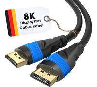 KabelDirekt - 8K DisplayPort Cable - 0.5m - DP Cable, Developed in Germany - Available in 0.5-10m (Display Port, for PC/Laptop and monitor at 4K@60Hz, gaming at 144Hz, Dolby Audio, black)