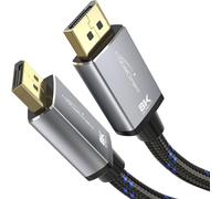 8K DisplayPort & DP cable, A.I.S. shielding and metal plugs - 1m (for DP 1.4 gaming PCs/laptops/graphics cards/monitors with 8K@60Hz, 4K@120Hz and ultra-fast 144Hz/165Hz/240Hz, black) CableDirect