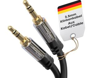 KabelDirekt - Aux audio jack cable 3.5mm - 0.5m - metal | Jack to Jack Audio/Headphone Wire, Aux Cable for Stereo Sound on PC & Laptop, Car, Phone and Speaker/HiFi - black