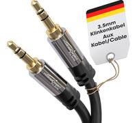 KabelDirekt - Jack Cable, 3.5mm Aux/Audio Cable - 7.5m - Available in 0.3m to 10m - Suitable for Headphones - Mobile Phone - PC & Laptop Audio - Car - HiFi - Stereo, black