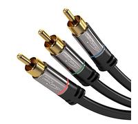 KabelDirekt - 1m - Component Cable, RCA/phono, RGB/YUV (coax cable, 3× to 3× RCA/phono male cinch plugs, for video transmission in Full HD, video/HDTV, black)