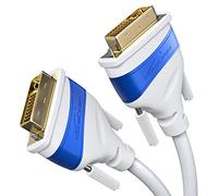 Dual Link DVI cable white, with ferrite core for interference-free signal transmission - 1m (digital DVI-D/24+1 monitor cable, DVI to DVI, up to 2560×1600 at 60Hz or Full HD/1080p) - by CableDirect