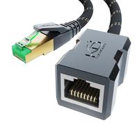 Ethernet extension cable with break-proof design and braiding - 1,5m (CAT 7 male to female Ethernet cable, extends network cables with full transfer speed - 10Gbit/s, SF/FTP shielding) - CableDirect