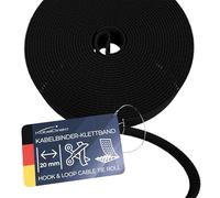 KabelDirekt - hook and loop cable ties - 5 m × 20 mm - environmentally friendly cable tie roll, individually cuttable & reusable (cable protecting - black)