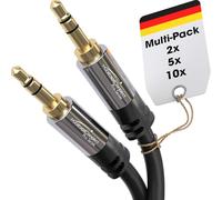 KabelDirekt - Jack Cable, 3.5mm Aux/Audio Cable - 5x 2m - Available in 0.3m to 10m - Suitable for Headphones - Mobile Phone - PC & Laptop Audio - Car - HiFi - Stereo, black