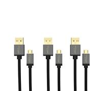 KabelDirekt - 3 x 1m Micro USB Cable (USB 2.0, Synch & Charge Cable, nylon) PRO Series