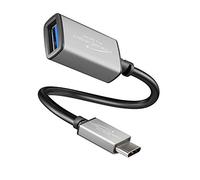 KabelDirekt - OTG adapter - 0.15m - (USB A 3.0 female connector on USB C connector, SuperSpeed, for a hard drive, card reader, memory stick, mouse, keyboard, black/space grey) - PRO Series