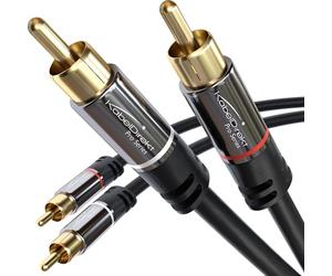 KabelDirekt - RCA Cable - 0.5m - 2×2 | Hi-Fi Phono Cable, Analogue & Digital Audio Cable for Amp/HiFi and Blu-Ray