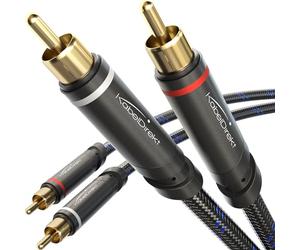 KabelDirekt - RCA cable - 3m - 2×2, braided | Coaxial, subwoofer/amp/HiFi/home cinema/Blu-ray, analog & digital