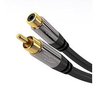 KabelDirekt - 1.5m - RCA/phono extension lead cable, audio/digital/video (coax cable, RCA/phono male to female, for subs/amps/Hi-Fis, analogue/digital audio or composite video, 75 ohm, black)