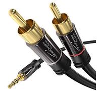 KabelDirekt - RCA to jack 3.5 adapter cable - 1,8m - versatile plug-and-play audio cable (Aux/3.5mm to 2x RCA for connection to smartphone, tablet, home theater, soundbar, TV, notebook, MP3)