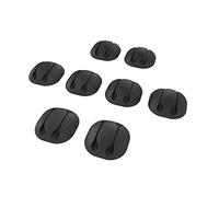 KabelDirekt - self-adhesive cable clips - 8 pieces (elastic, cable management for charging cables and data cables on a desk or in a car, black) - TOP Series