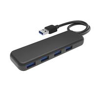 KabelDirekt - USB 3.0 hub 4 port (slim design, Plug & Play on PC/Notebook/Mac, 4 USB-A ports/1 connector, SuperSpeed/5 Gbps, black)