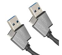 KabelDirekt - USB A 3.0 to USB C cable - 2x 1m - (SuperSpeed data cable and charger cable, suitable for smartphones and tablets with a USB C port, black/space grey) - PRO Series
