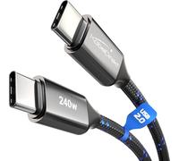 KabelDirekt - USB C Cable for fast charging, break-proof metal plug + stable nylon braiding, USB 2.0 - 2m (Charges Phones/Laptops with 240W, Highly Robust, Works as Charging/Data Cable)