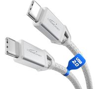 KabelDirekt - USB C Cable for Fast Charging, Break-Resistant Metal Plugs + Nylon Braiding, USB 2.0 - 1m (Charges Phones/Laptops with 60W, Highly robust, Works as Charging/Data Cable, White)