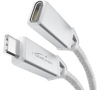 KabelDirekt - USB C extension, USB 3.2 Gen 2, Metal plug + Braiding - 1m (Extension Cable for 4K video/data at 10Gbps, 100W charging, data/charging/monitor Cable - White)