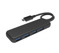 KabelDirekt - USB hub & adapter, USB-C connector, 4 ports (slim design, adds ports to PCs/notebooks/tablets/smartphones, MacBook-compatible, SuperSpeed for 5Gbps, black)