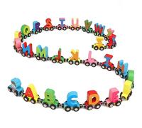 KABENFIS 27 PCS Wooden Alphabets Train Set Include 1 Engine Wooden Magnetic Train Car Toys