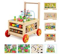 KABENFIS Wooden Activity Cube with wheels for Baby Boys and Girls