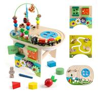 KABENFIS Wooden Activity Table with Bead Maze Train Track Educational Learning Toys for Boys and Girls