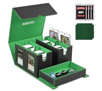 Kabinka 5 in 1 Commander Deck Box for MTG, Fits 400+ Double-sleeved Cards, Removable Dice Tray, 4 Magnetic Card Holders (Black Green)