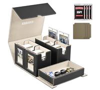 Kabinka Card Deck Box for MTG Commander, Holds 400+ Double-Sleeved Cards, 5 IN 1 Detachable Card Case with Dice Tray, Fits Magic/TCG Cards, 4 Magnetic Card Holders & Dividers (Black Gold)