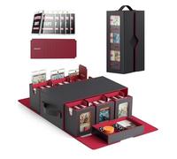 Kabinka Commander Deck Box for MTG, 7 in 1 Modular Card Case Fits 600+ Double-sleeved Cards, Trading Cards Storage Box with Removable Dice Tray 35PT Magnetic Card Holders for TCG (Black Red)