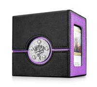 Kabinka Commander Deck Box for MTG with Dice Tray, Card Deck Box with Metal Emblem, Hold 100 Double-Sleeved Cards for TCG/PTCG, Patented Design,with 35PT Magnetic Card Holder (Black& Purple, Lotus)