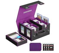Kabinka Commander Deck Box for MTG with Handle, Multi Deck Case with Large Dice Tray Fits 400+ Double-Sleeved Cards, 5 IN 1 TCG Card Storage Box with Commander Display, 35PT Card Holder (Black Purple)