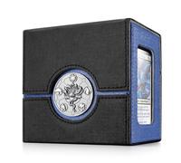 Kabinka Commander Deck Box for MTG with Metal Emblem, Card Deck Box with Dice Tray, Holds 100 Double-Sleeved Cards for TCG/PTCG, Cards Storage Case with 35PT Magnetic Card Holder (Black& Blue, Lotus)