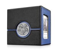 Kabinka Commander Deck Box for MTG with Metal Emblem, Card Deck Box with Dice Tray, Holds 100 Double-Sleeved Cards for TCG/PTCG, Cards Storage Case with 35PT Magnetic Card Holder (Black& Blue, Dragon)