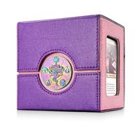 Kabinka Commander Deck Box for MTG with Metal Emblem, Card Deck Box with Dice Tray, Holds 100 Double-Sleeved Cards for TCG/PTCG, Cards Storage Case with 35PT Magnetic Card Holder (Pink& Purple, Lotus)