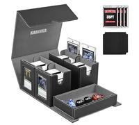 Kabinka Deck Box for MTG Commander Display, 5 in 1 Trading Card Storage Box Fits 400+ Double Sleeve Cards, Removable Deck Cover for TCG/Sports Cards with Dice Tray, 4 Magnetic