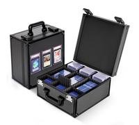 Kabinka Graded Card Storage Box with Display Window for PSA/CGC Holder, TSA Combination Lock Trading Deck Case for Sports Cards, Storage Slab Case with 6+2 EVA Dividers for MTG/TCGs(Black)