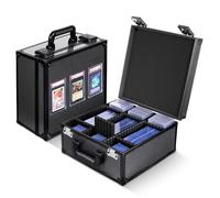 Kabinka Graded Card Storage Box with Display Window for PSA/CGC Holder, TSA Combination Lock Trading Card Case for Sports Cards, Storage Slab Case with 6+2 EVA Dividers for MTG/TCGs (Carbon Fibre)