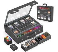 Kabinka MTG Commander Deck Box, Modular 9-in-1 TCG Card Storage Box with Dice Tray & Sideboard Box, 6-Deck Capacity Card Case, Includes 6 Magnetic Card Holders/100CT Card Sleeves/Playmat, Black