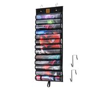 Kabinka Playmat Holder, Playmat Tube Storage Bag for MTG with 2 Hooks, Fits 12+1 Card Game Playmats with Transparent Plastic Slots, Portable Organizer Rack for TCG/RPG Mat (12 Tubes, Black)