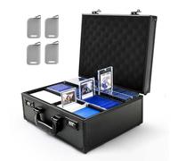 Kabinka Toploader Storage Box for 3" X 4" 35pt Rigid Card, Trading Card Storage Box with Combination Lock, Top Loader Card Storage Hard Case, Sports Card Case (Holds 600+ Toploaders, Black)