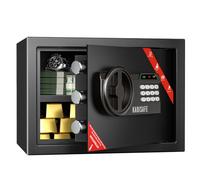 KABISAFE 21L Steel Digital Keypad Safe for Home Office Cash Jewellery Docs | Safe Box with Sensor Light, Removable Shelf, Keys, 35cm W x 25cm D x 25cm H, Black