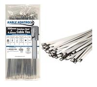 Kable Kontrol 100 Pcs Metal Cable Ties 200 mm x 4.6 mm, 8" Self Locking Stainless Steel Zip Tie 304 Steel Wrap, for Industrial and Home Use