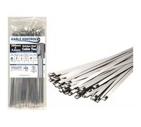 Kable Kontrol 100 Pcs Metal Cable Ties 300 mm x 4.6 mm, 12" Self Locking Stainless Steel Zip Tie 304 Steel Wrap, for Industrial and Home Use